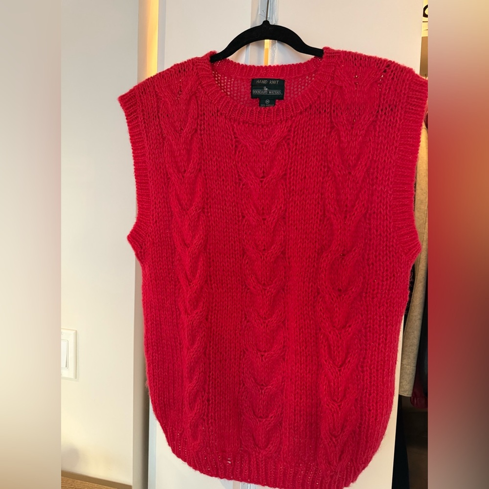 Red Hand Knit Sweater Vest